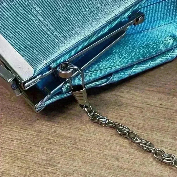 Aqua Blue and Silver Sparkly Clutch / Bag for Evening and Party - Picture 9 of 9